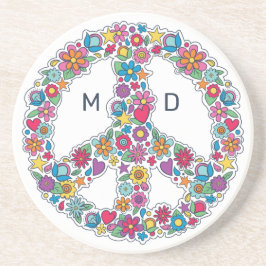 Porta-copos Símbolo de Paz da Flor do Monograma Personalizado