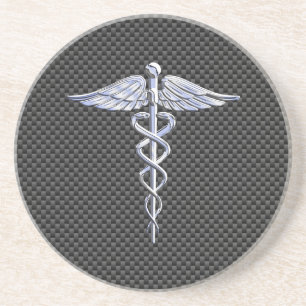 Porta-copos Símbolo Médico Silver Caduceus Estilo de Fibra Car