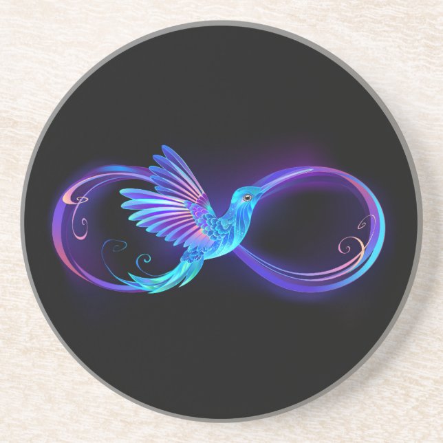 Porta-copos Símbolo Neon Infinity com Hummingbird brilhante (Frente)