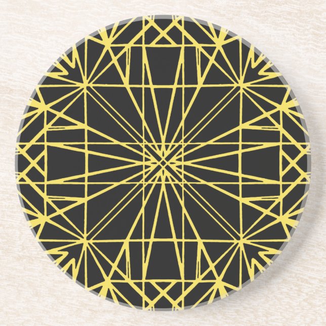 Porta-copos Simetria Geométrica Preto e Amarelo (Frente)