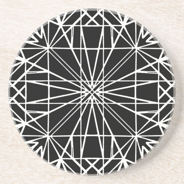 Porta-copos Simetria Geométrica Preto e Branco (Frente)