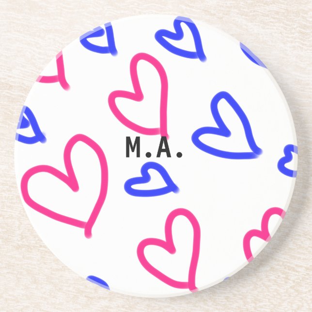 Porta-copos SIMPLES MINIMAL.CUTIE ADICIONAR NOME BEBÊ coração  (Frente)