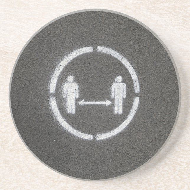 Porta-copos Sinal de distanciamento social (Frente)
