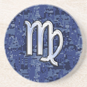 Porta-copos Sinal de Virgo Zodiac no Marinho Blue Digital Camo
