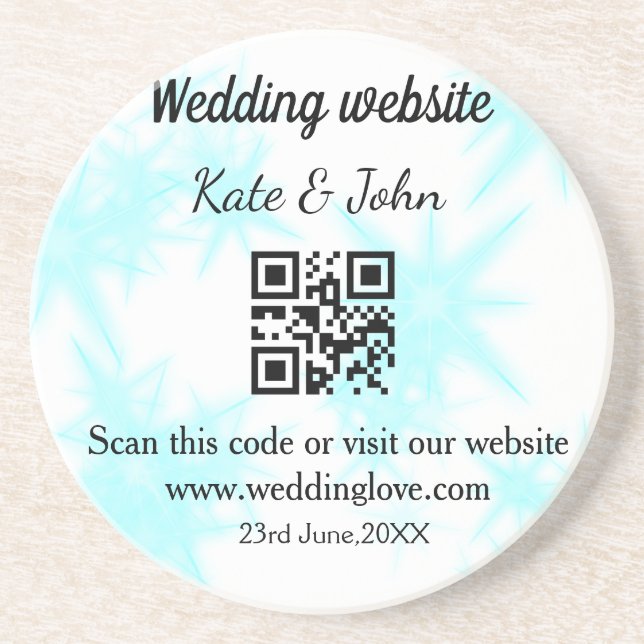 Porta-copos site de casamento simples minimal QR code adicione (Frente)