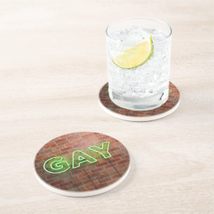 Porta-copos SlipperyJoe letreiro neon gay iluminado brilhante