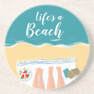 Porta-copos Slogan de Praia do casal Sunball