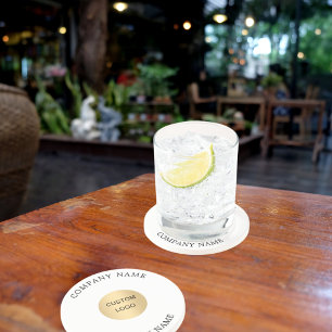 Porta-copos Slogan de texto do logotipo da empresa comercial