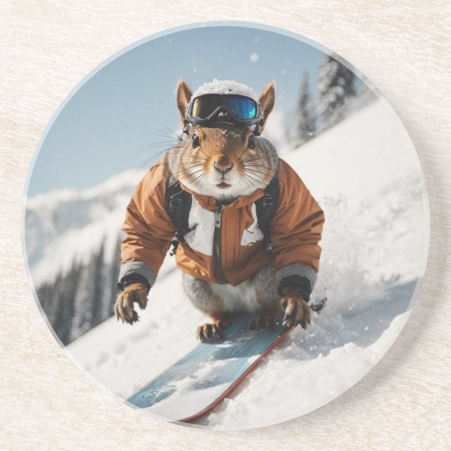 Porta-copos Snowboard Squirrel Wintertime Whimsper Animal (Frente)