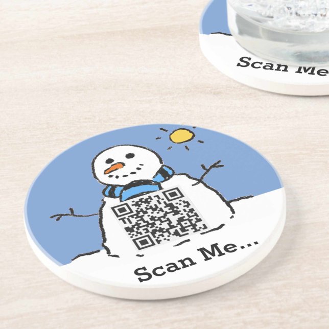 Porta-copos Snowman em Sunshine com Código QR (Criador carregado)