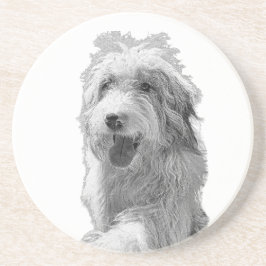 Porta-copos Soft Eyes, Solid Surface – Monochrome Dog Portrait