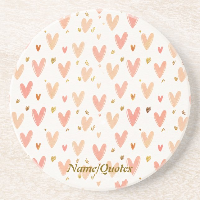 Porta-copos Soft Pink Hearts Seamless Pattern (Frente)