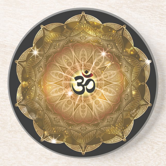Porta-copos Som dourado do OM (Frente)