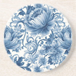 Porta-copos Sonhos Azuis | Chinoiserie Floral em Aquarela Bran