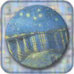 PORTA COPOS - "Starry Night Over the Rhone" - van<br><div class="desc">Uma imagem de "Starry Night Over the Rhone" (1888) de Vincent van Gogh é apresentada nesta Porta copos Sandstone redonda. A imagem não pode ser removida ou substituída. Personalize/personalize adicionando texto personalizado à sua escolha de fonte (estilo, cor, tamanho) ou imagem adicional ou logotipo. Faz um presente colorido e interessante....</div>
