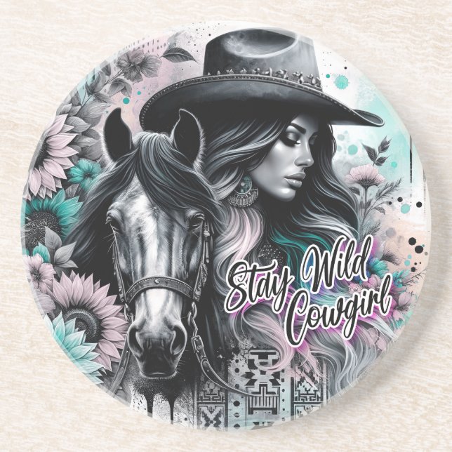 Porta-copos Stay wild cowgirl western  (Frente)