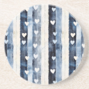 Porta-copos Stripes do Coração de Denim Branco Azul
