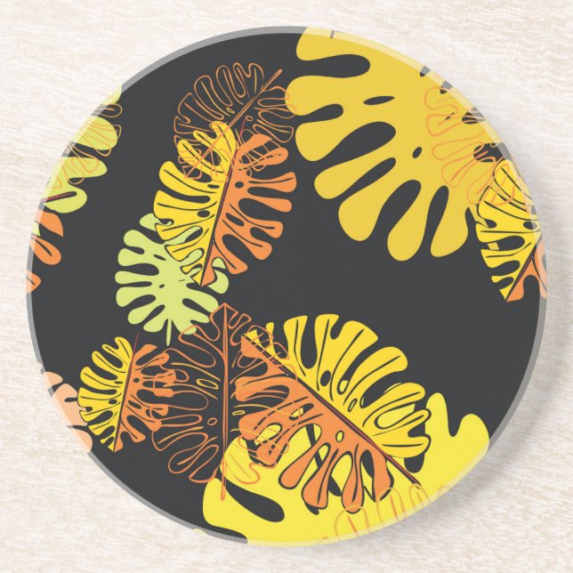 Porta-copos Summer Tropical Leaves Vintage Design (Frente)