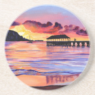 Porta-copos Sunset em Hanalei Pier