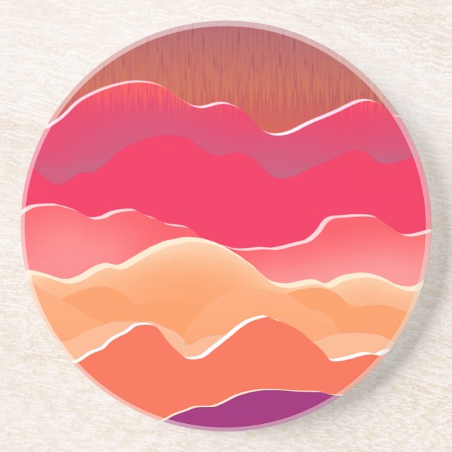 Porta-copos Sunset Picos Modernos de Arte de Colagem de Papel (Frente)