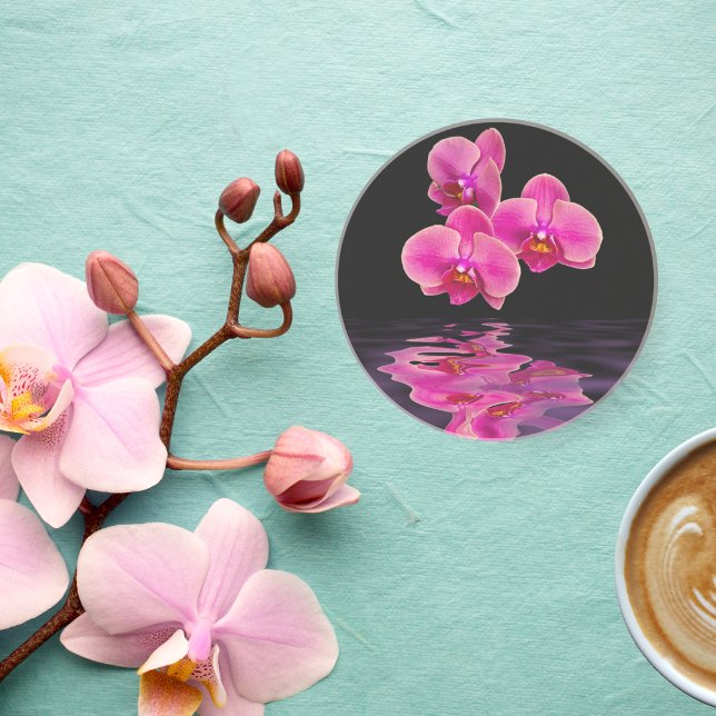 Porta-copos Suporte de Arenito com Orquídeas Rosa Exóticas (Criador carregado)