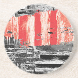 Porta-copos Suporte de Arenito – Design Abstrato Pulso Vermelh