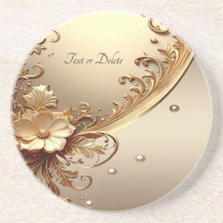 Porta-copos Suporte de Arenito Floral Dourado Ornamentado
