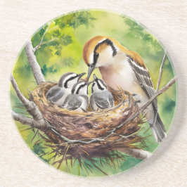 Porta-copos Sweet bird nest painting