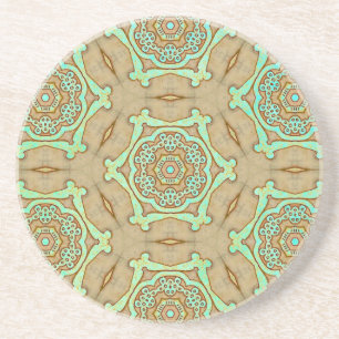 Porta-copos Tan e Turquoise Arabesque