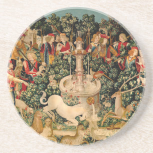 Porta-copos Tapeçarias de Unicórnio Medieval Impressas: Met Cl
