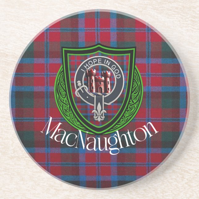 Porta-copos Tartan e Brasão do Clã Escocês MacNaughton (Frente)
