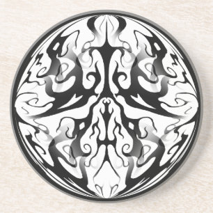 Porta-copos Tatuagem tribal elegante - preto digital e branco