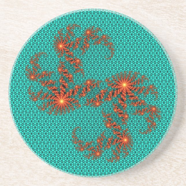 Porta-copos Teal Black Abstract Mandala Pattern (Frente)