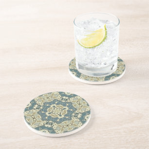 Porta-copos Teal Blue Green Cinza Ochre Hip Bohemian Bali Art