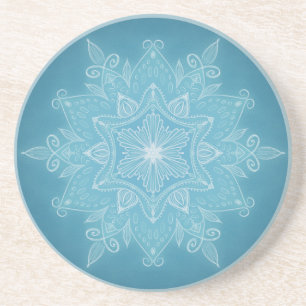 Porta-copos Tendência moderna azul turquesa branca boho mandal