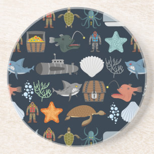 Porta-copos Teste padrão 1 dos habitantes do oceano