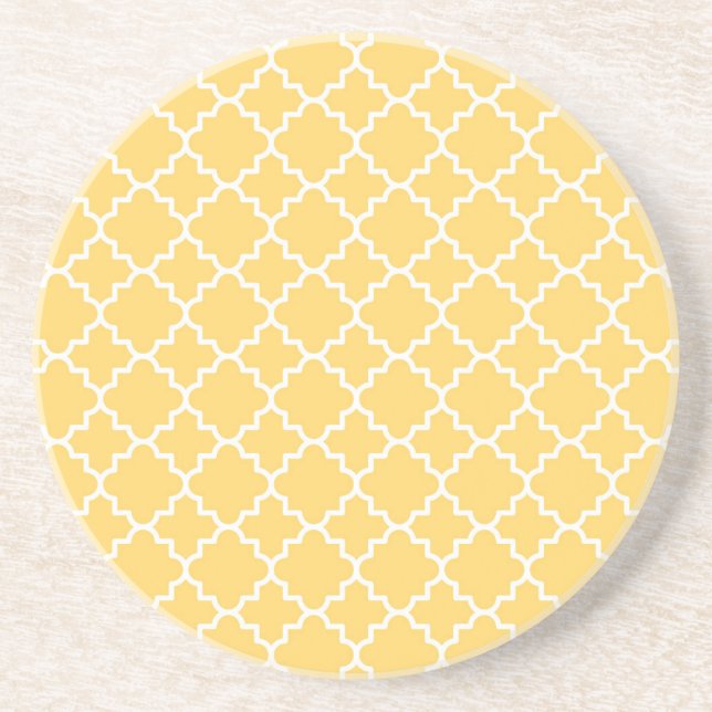 Porta-copos Teste padrão amarelo de Quatrefoil (Frente)