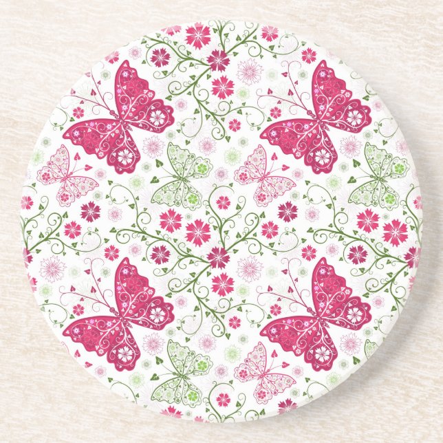 Porta-copos Teste padrão branco floral (Frente)