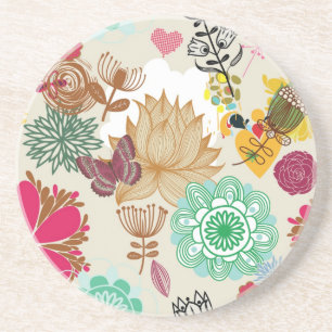 Porta-copos Teste padrão floral no estilo retro
