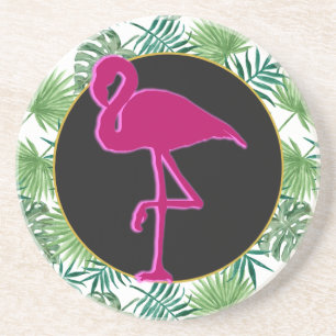 Porta-copos Teste padrão tropical das folhas e flamingo