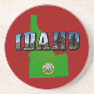 Porta-copos Texto de Mapa, Selo e Imagem de Idaho