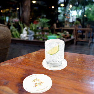 Porta-copos Texto do logotipo da empresa comercial slogan gold