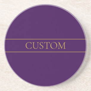 Porta-copos Texto Elegante Personalizável Dourado & Roxo Fun