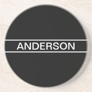 Porta-copos Texto Personalizável   Preto e Branco Moderno e Ou