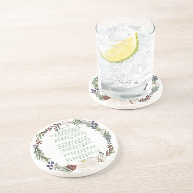 Porta-copos Texto Verde da Terra de Natal Desiderata (Lateral)