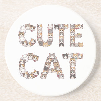 Porta-copos The words "CUTE CAT" are made using cat faces