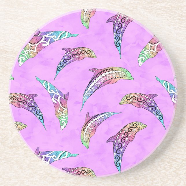 Porta-copos Tie Dye Pink Marine Animal Dolphins Marlins (Frente)