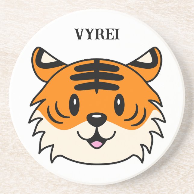 Porta-copos Tigre de Cartoon Sorridente (Frente)