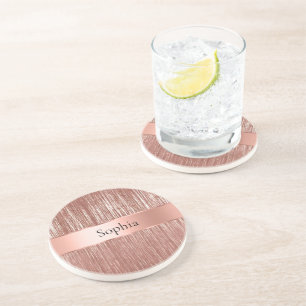 Porta-copos Tinsel Gelam-Dourado-Rosa Chic Strips Natal