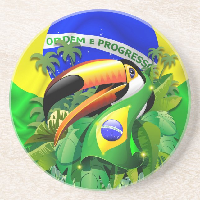Porta-copos Toco Toucan com bandeira do Brasil (Frente)